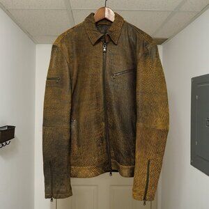 John Varvatos Brown Leather Jacket, Medium